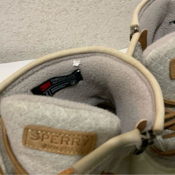 Sperry Duck Boots Women's Sz 7Shoes White Saltwater Emboss Wool Lined STS82473 - Picture 6 of 13